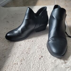 Black Faux Leather Ankle Boots Size 7.5